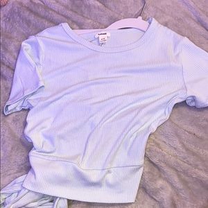 NWT light blue tie back garage tee